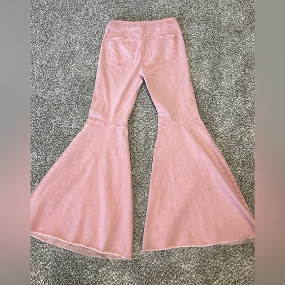 Free People Just Float On Flare Wide Leg High Rise Jeans  90’s Pink Size 26 - Picture 4 of 15